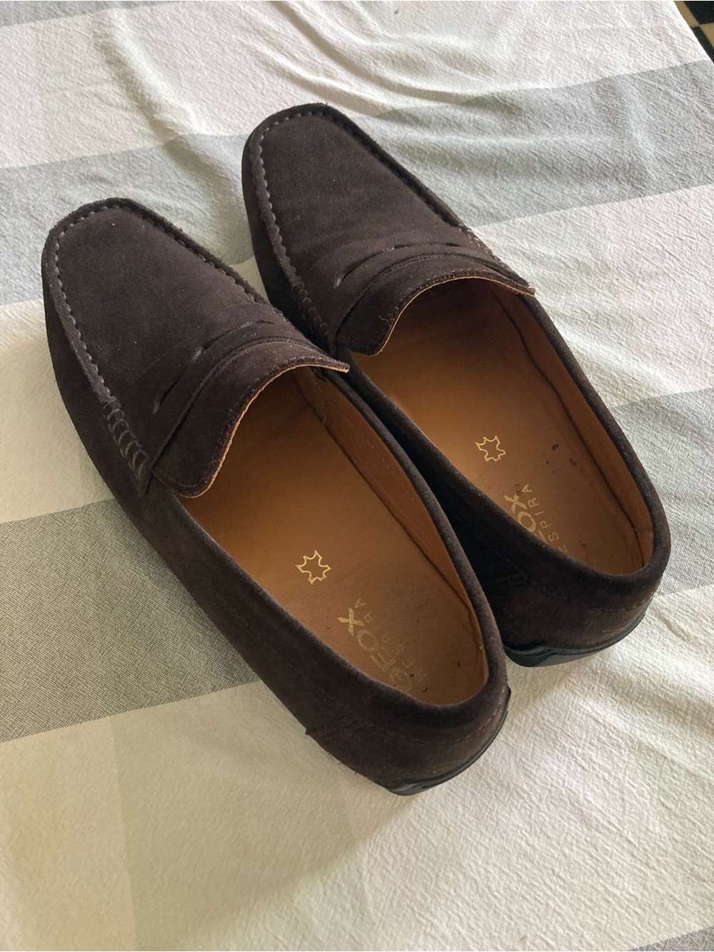 Geox Men's Dark Brown Suede Penny Loafers Like New